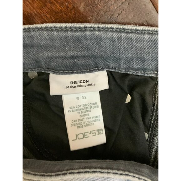 Joe's Jeans Medium Wash The Icon Mid Rise Skinny Ankle Blue Jeans Size 32 - Picture 3 of 5